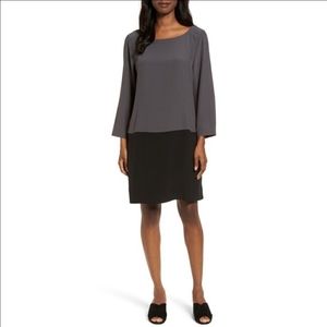 Eileen Fisher Colorblock Tencel Midi Shift Dress